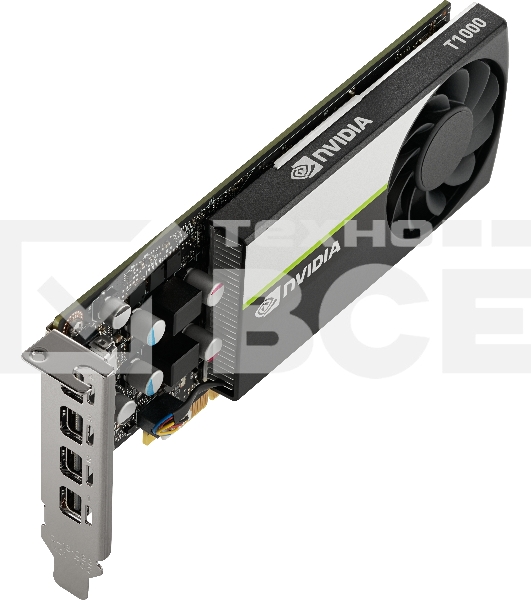 Видеокарта PNY GPU NVIDIA VCNT1000-8GB-SB PCI-Express 3.0 x16, LP8 GB GDDR6 128-bit, 4x Mini DP 1.4, 1x LP bracket.