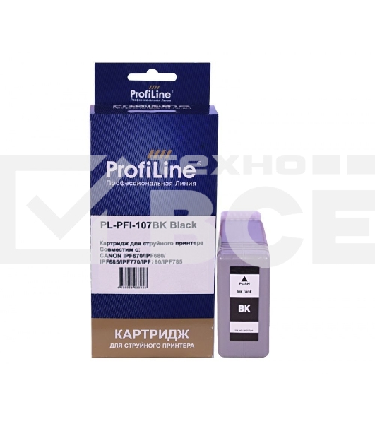 Струйный картридж PL-PFI-107BK для принтеров Canon IPF670/IPF680/IPF685/IPF770/IPF780/IPF785 с чернилами Black ProfiLine