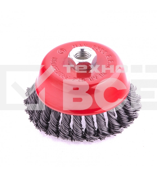 Щетка Matrix для УШМ, 100 мм, М14, Чашка, крученая проволока 0,8 мм