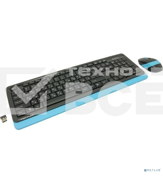 Клавиатура + мышь A4 Fstyler FG1010 клав:черный/синий мышь:черный/синий USB беспроводная Multimedia
