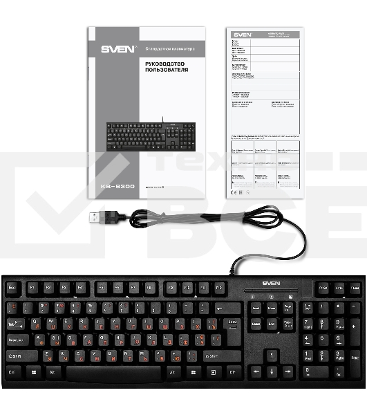 Клавиатура проводная SVEN KB-S300/USB/WIRED/Black