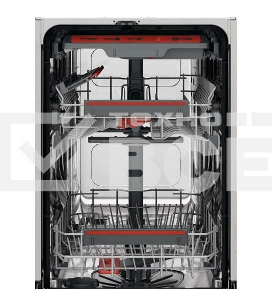 Встраиваемая узкая посудомоечная машина AEG FSE73507P ,загрузка на 10 комплектов посуды, сенсорное управление, 7 программ, 44.6x55x82 см, черный