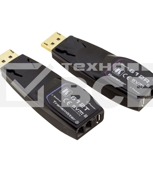 Передатчик и приемник сигнала DisplayPort Kramer Electronics 612R/T 1.2 по волоконно-оптическому кабелю; кабель 2LC, многомодовый ОМ3, до 100 м, поддержка 4К60 4:4:4