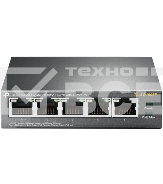 Коммутатор TP-Link SMBTL-SG1005P 5-портовый гигабитный настольный коммутатор с 4 портами PoE SMB 56W