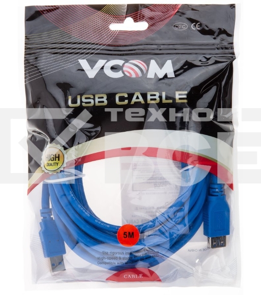Кабель AM/AF USB3.0 5.0м VCOM удлинитель USB 3.0, VUS7065-5M