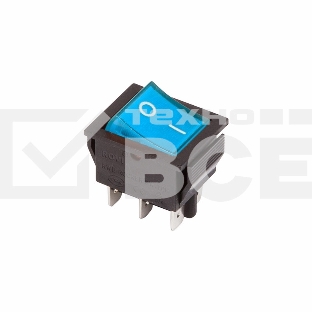 Выключатель клавишный 250V 15А (6с) ON-ON синий с подсветкой Rexant