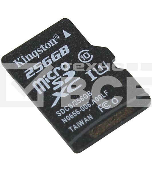 Флеш карта microSDHC 256GB microSDXC Class10 Kingston <SDCS2/256GBSP> UHS-I Canvas Select up to 100MB/s без адапт