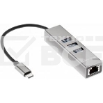 Переходник Telecom USB 3.1 Type-C -->RJ-45 1000Mbps +3 USB3.0, Aluminum Shell, 0.2м Telecom <TA311C>, фото 1