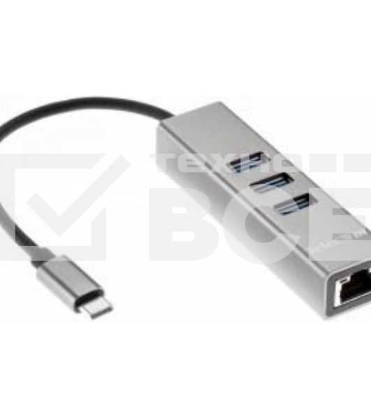 Переходник Telecom USB 3.1 Type-C -->RJ-45 1000Mbps +3 USB3.0, Aluminum Shell, 0.2м Telecom <TA311C>