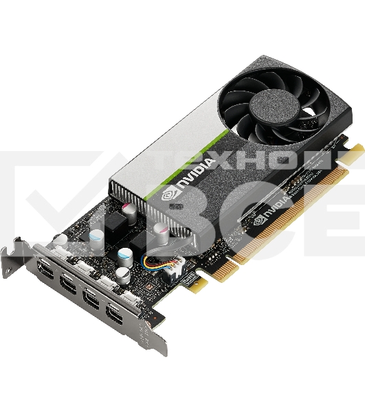 Видеокарта PNY GPU NVIDIA VCNT1000-8GB-SB PCI-Express 3.0 x16, LP8 GB GDDR6 128-bit, 4x Mini DP 1.4, 1x LP bracket.