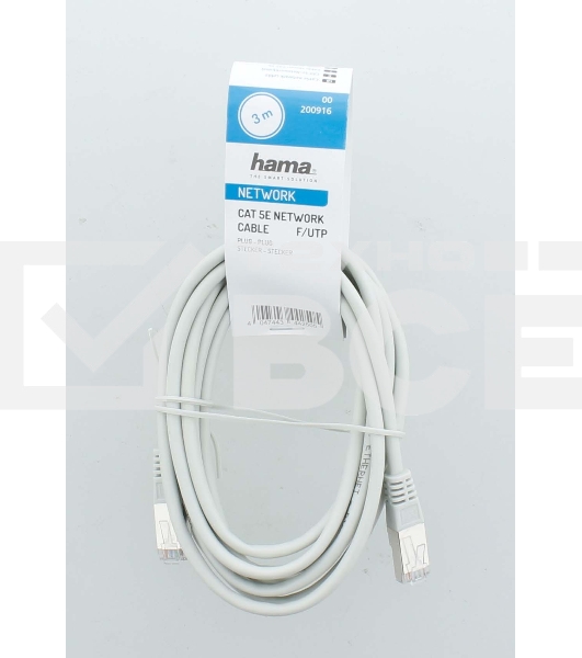 Кабель Hama H-200916 RJ-45 (f) RJ-45 (m) 3м (00200916) серый
