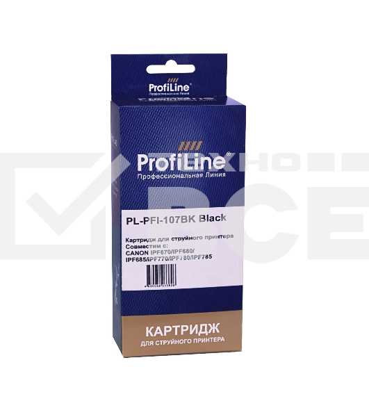 Струйный картридж PL-PFI-107BK для принтеров Canon IPF670/IPF680/IPF685/IPF770/IPF780/IPF785 с чернилами Black ProfiLine