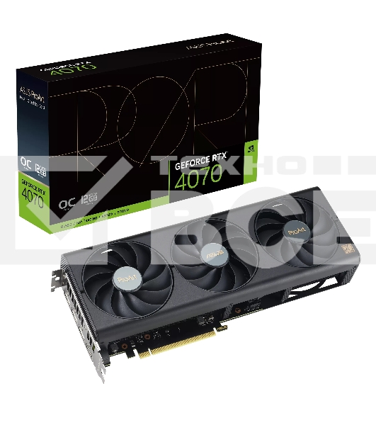 Видеокарта Asus PROART-RTX4070-O12G PCI-E 4.0 RTX 4070 12288Mb 192 GDDR6X 2535/21000 HDMIx1 DPx3 HDCP Ret