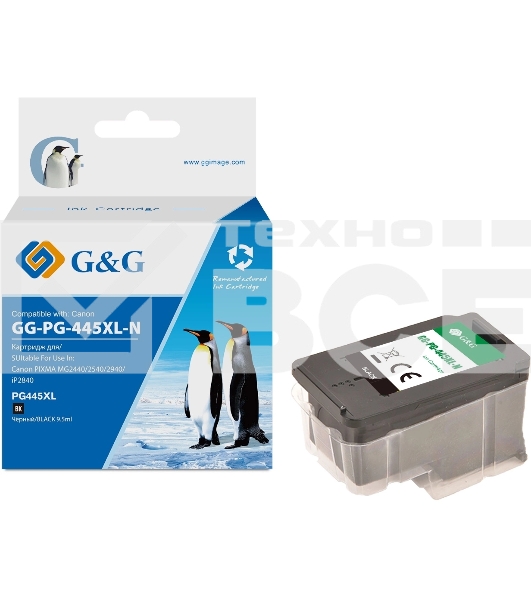 Картридж струйный G&G GG-PG-445XL-N (PG-445) черный (15 мл) для Canon PIXMA MG3040/2545S/2440/2940/2540/2540S;iP2840;MX494;TS204/3140/3440;TR4540/3340/4640