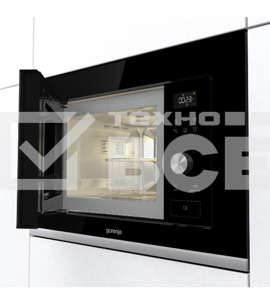 Встраиваемая микроволновая печь GORENJE BMX201AG1BG Электронное управление, черный, объем: 20 л