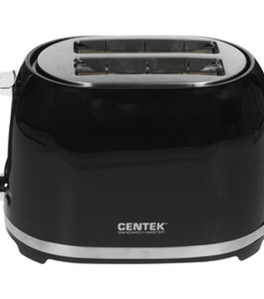 Тостер Centek СТ-1432 черный/стальной, 850 Вт, 2 слота