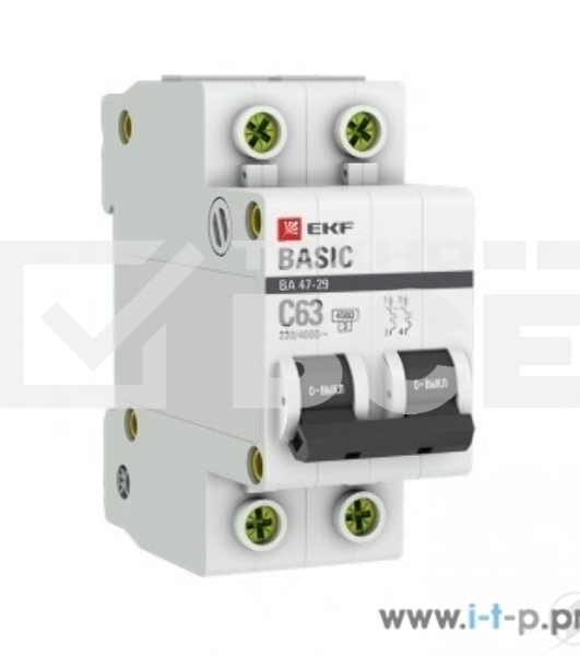 Автоматический выключатель EKF mcb4729-2-63C 2P 63А (C) 4,5кА ВА 47-29  Basic