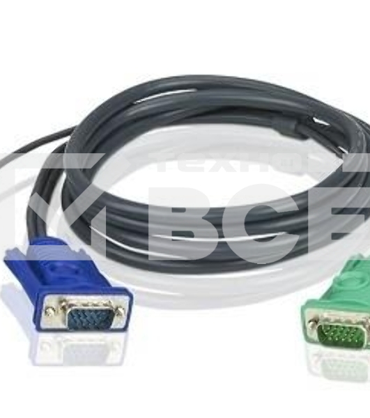 Кабель KVM ATEN 2L-5201U USB(тип А Male)+HDB15(Male) <-> SPHD15(Male) 1,2м., черный.