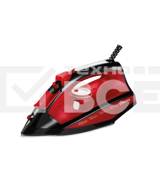 Утюг Centek CT-2355 RED 2500Вт, керамическ подошва, 270мл, паровой удар, самоочистка, капля-стоп