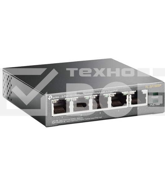 Коммутатор TP-Link SMB TL-SF1005P 5-портовый 10/100 Мбит/с настольный коммутатор с 4 портами PoE 