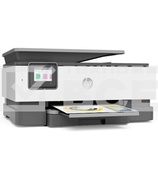МФУ струйный HP OfficeJet 8023 (1KR64B), A4, цвтной, печ. до 20 стр/мин. (ч/б), до 10 стр/мин. (цвет), скан. до 8 стр/мин. (ч/б) 3.5 стр/мин. (цвет), 1200 x 1200 dpi, USB, RJ-45, Wi-Fi, Air Print