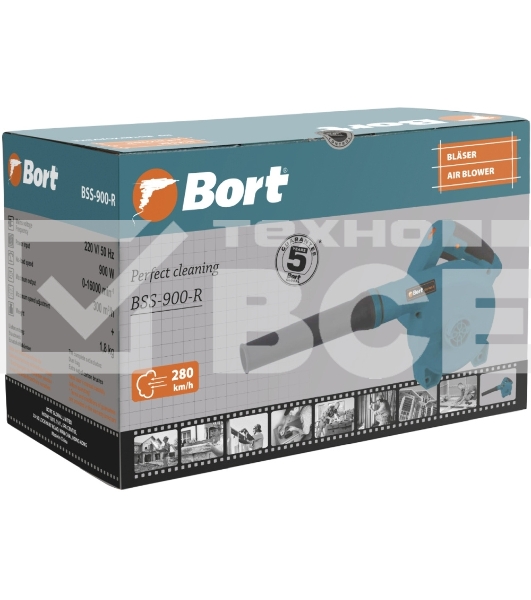 Воздуходувка Bort BSS-900-R 900Вт пит.:от сети синий