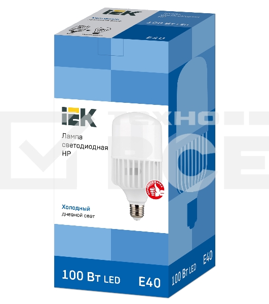 Лампа светодиодная HP 100Вт 230В 6500К E40  LLE-HP-100-230-65-E40 IEK