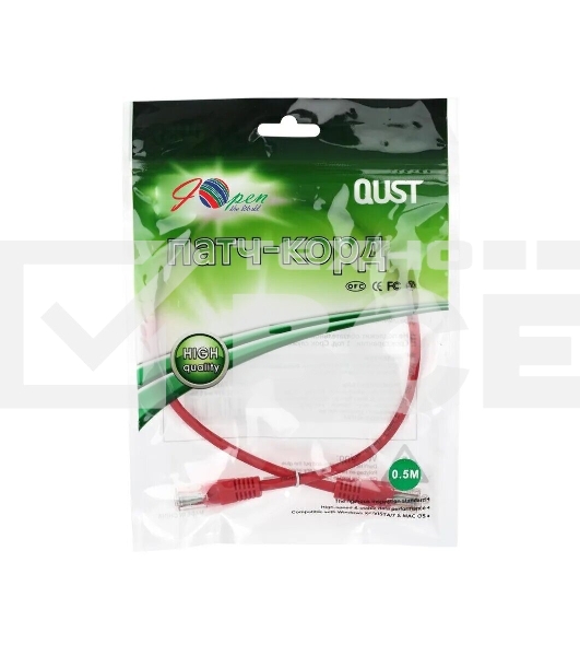 Патчкорд литой Aopen/Qust UTP кат.5е 0,5м красный