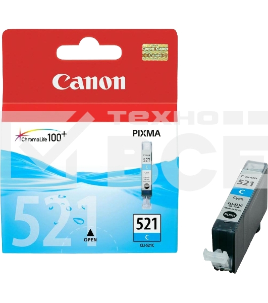 Картридж струйный CLI-521C (2934B004) голубой (535 стр.) для Canon Pixma iP3600, 4600, MP540 ,MP620, MP630, MP980