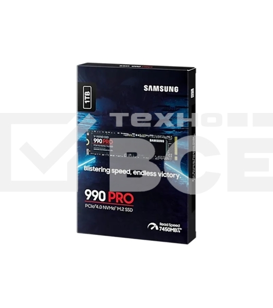 Накопитель SSD Samsung 990 PRO, 1000GB, PCIe 4.0 x4, M.2 2280, NVMe, R/W 7450/6900, с радиатором