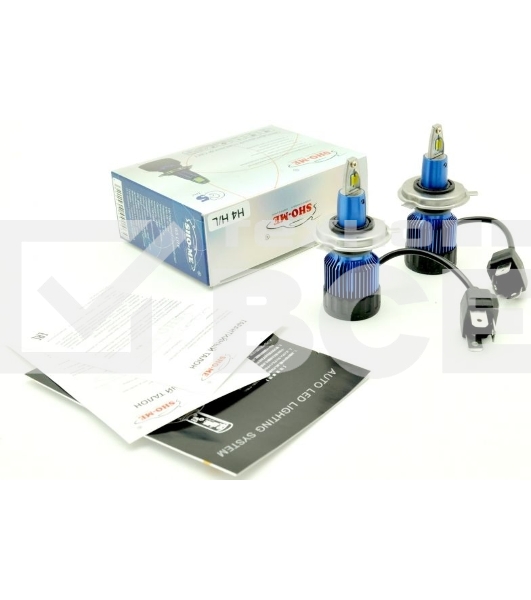 Лампа автомобильная светодиодная Sho-Me G5 Lite LH-H4 H/L H4 9-27В 24Вт (упак.:2шт) 5000K