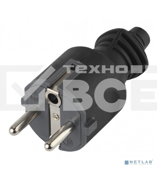 Вилка ЭРА Б0019189 V4(B) 16А с заземл. прямой ввод (10/200/6000) черный