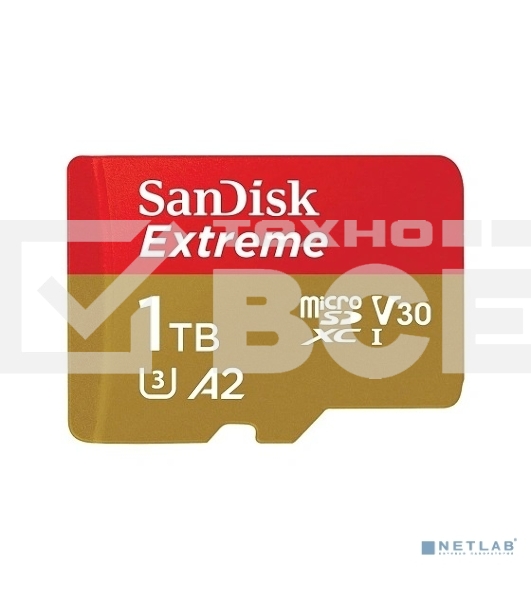 Флеш карта microSDXC SanDis 1024GBEXTREME Class 10, UHS-I, W130, R 190 МБ/с, <SDSQXAV-1T00-GN6MN> без адаптера на SD
