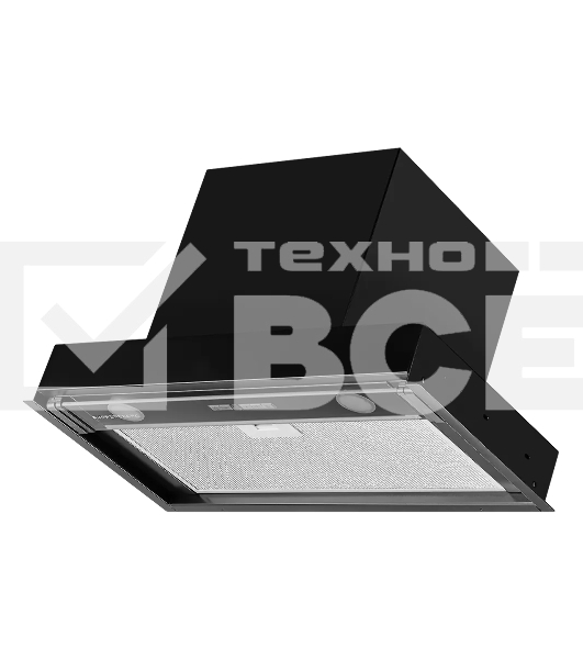 Встраиваемая вытяжка Kuppersberg NANCY S 60 Black 60 см, таймер, дисплей, производительность 850 м3/ч, 5 скоростей, турбо режим, механическое кнопочное управление, дисплей, уровень шума 42дБ, High-Tech, LED освещение, цвет черный