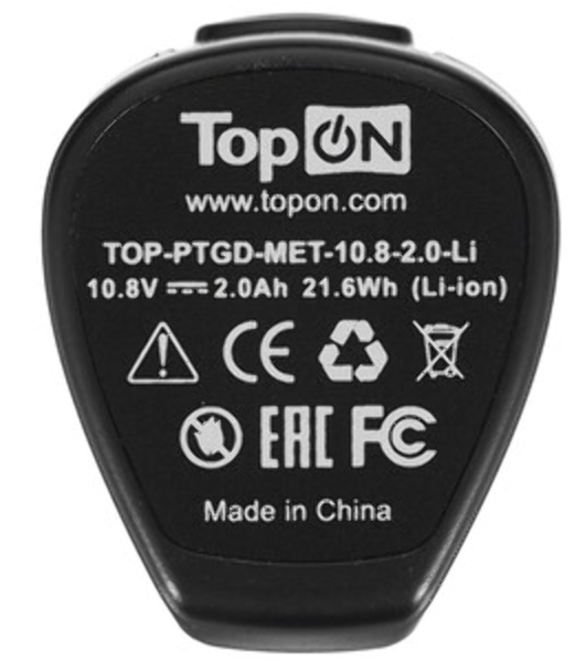 Батарея аккумуляторная TopON TOP-PTGD-MET-10.8-2.0-Li 10.8В 2.0А·ч Li-Ion
