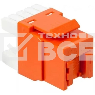 Модуль Keystone, RJ45, кат.5E, UTP, 180 градусов, со встроенной шторкой, оранжевый