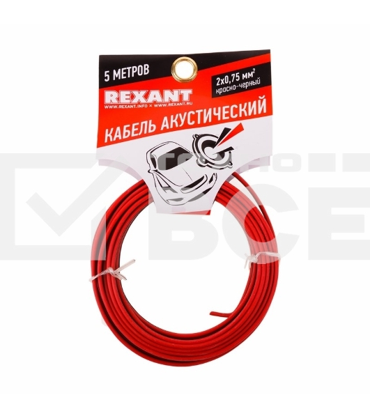 Кабель акустический Rexant 2х0,75 м м², красно-черный, мини-бухта 5 м 01-6104-3-05