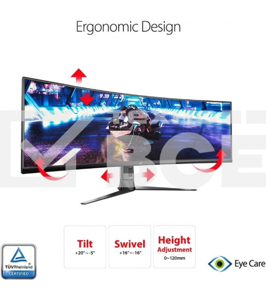 Монитор 49' ASUS ROG Strix XG49VQ VA 3840x1080, 144 Гц, 4 мс, 32:9, 450 кд/м2, 2xHDMI, 1хDP, изогнутый, черный