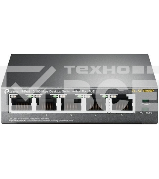 Коммутатор TP-Link SMB TL-SF1005P 5-портовый 10/100 Мбит/с настольный коммутатор с 4 портами PoE 