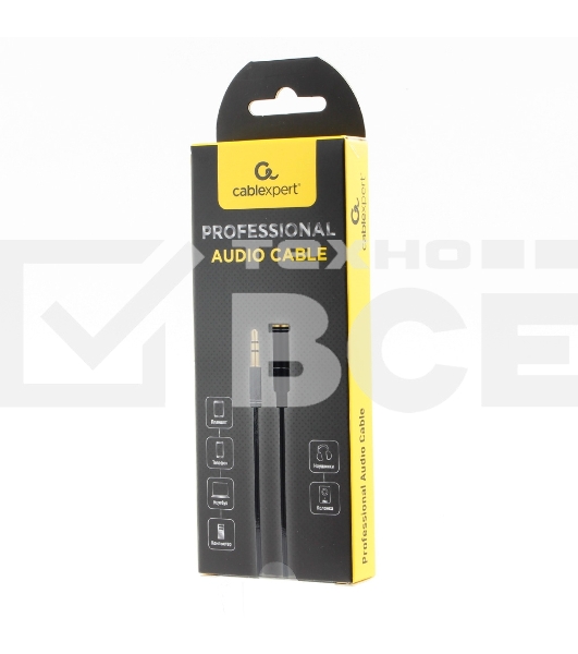 Кабель аудио удлинительный Cablexpert CCAB-02-35MF-3MB. 3.5 Jack (M)/3.5 Jack (F), черный, 3м, блистер