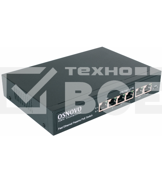 Коммутатор Osnovo SW-20600/A(80W) 6x100Mb 4PoE+ 80W неуправляемый