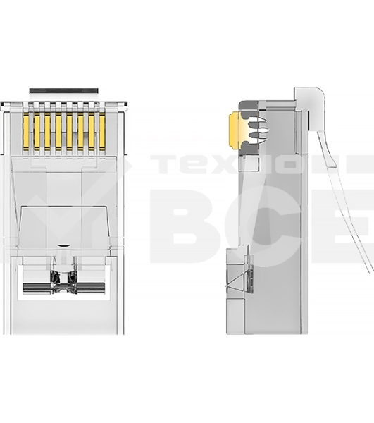 Коннектор Vention RJ45 (8p8c), FTP, cat. 5e, под витую пару, экранированный (50шт.)