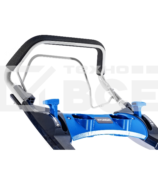 Бензиновая газонокосилка Hyundai L 4610SE самоходная, электрозапуск, двигатель Hyundai ICV145,4-х такт, 3.5 л.с./145 см3, Ширина среза 45,7 см, Высота среза 25-75 мм, 35 кг