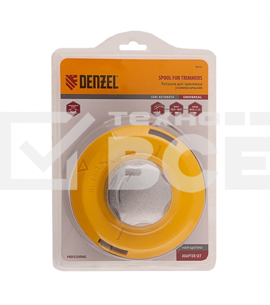 Катушка Denzel 96322  тримм. полуавтомат. легкая заправка лески гайка m10x1.25 винт m10-m10 алюм.кн
