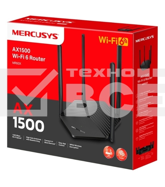 Двухдиапазонный Wi-Fi роутер Mercusys MR60X AX1500