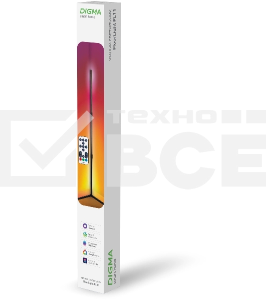 Умный светильник Digma FloorLight FL11 напол. черный (FL11)