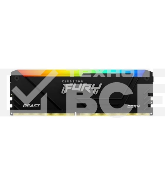 Оперативная память Kingston Fury Beast, DDR4, 16GB (1x16GB), 3600MHz, CL18, с радиатором, RGB, черный