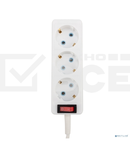 Удлинитель PROconnect 3 гнезда, 1.5 м, 3х0.75 мм², с/з, с кнопкой, белый