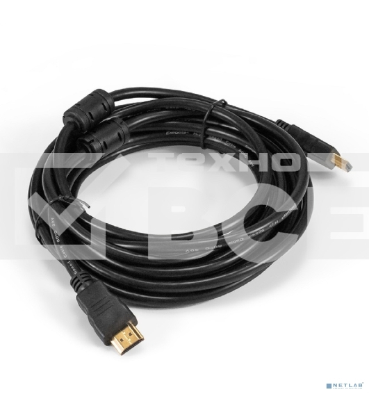 Кабель HDMI ExeGate EX-CC-HDMI-5.0F (19M/19M, 5м, v1.4b, ферритовые кольца, позолоченные контакты)