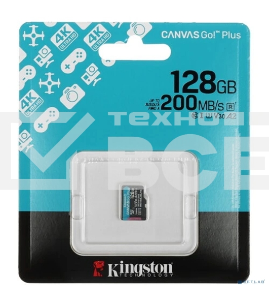 Флеш карта microSDXC 128Gb Kingston SDCG4/128GbSP Canvas Go! Plus w/o adapter